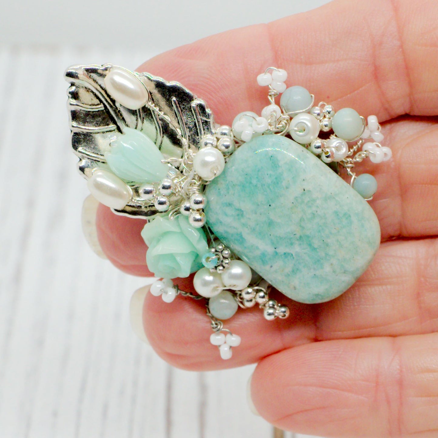 Amazing Amazonite Brooch