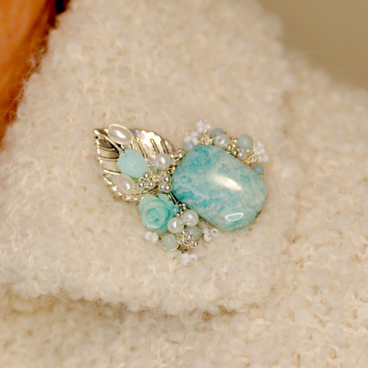 Amazing Amazonite Brooch