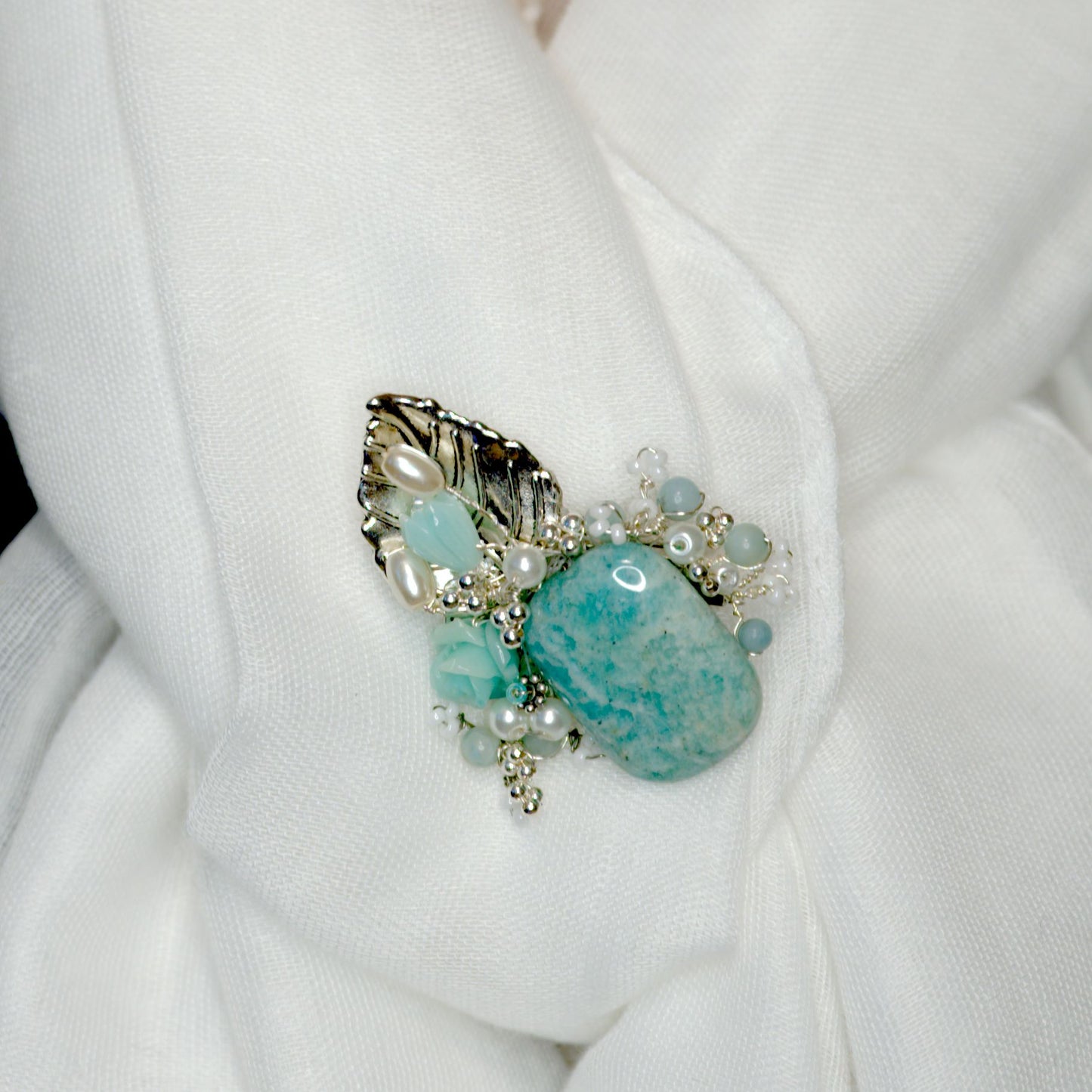 Amazing Amazonite Brooch