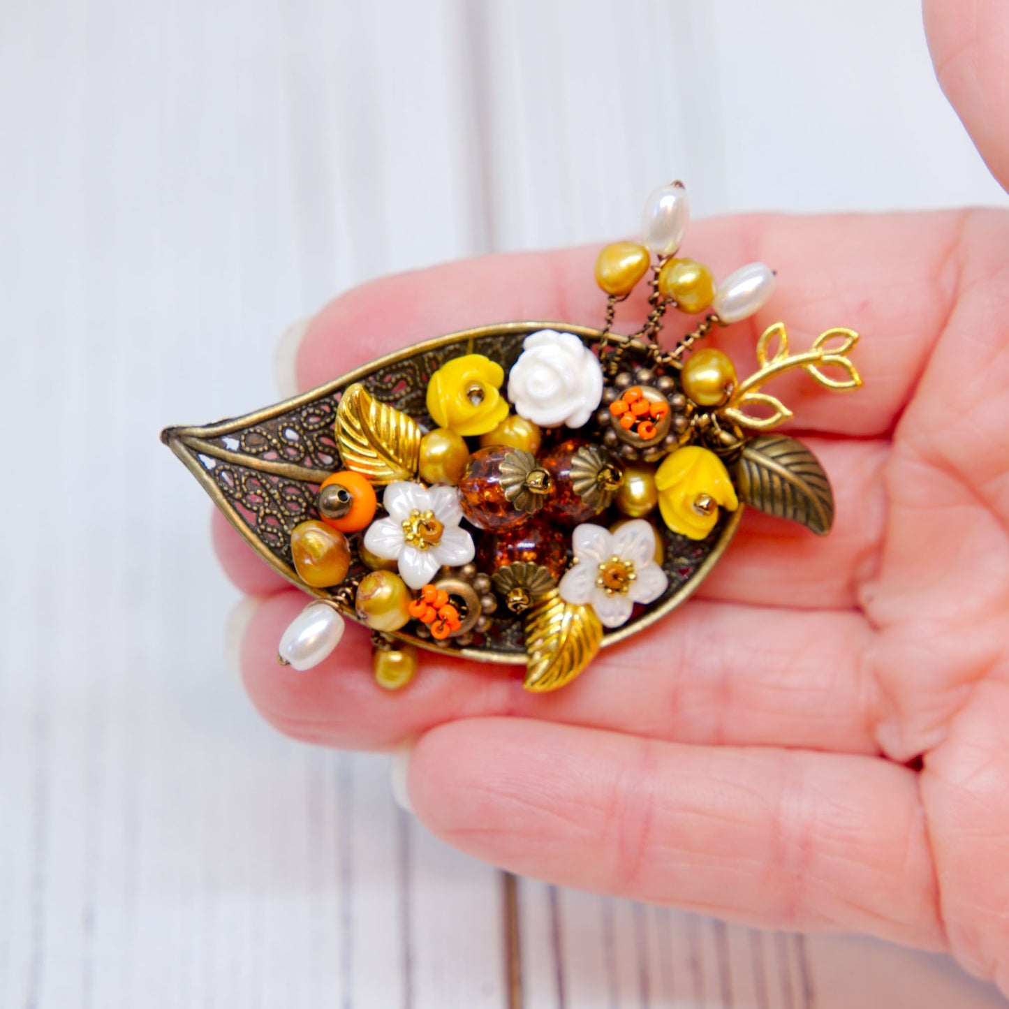 Amber Woods Brooch